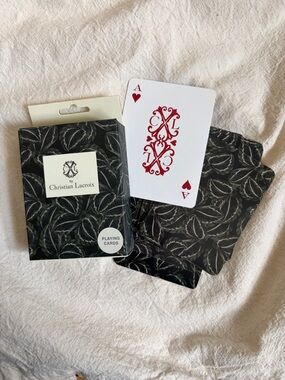 Christian Lacroix Black and Red Leaf Pattern Playing Cards